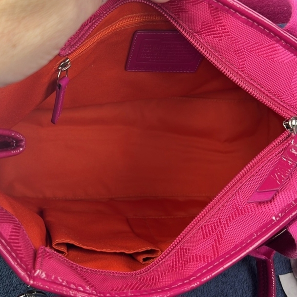 COACH EUC Hot Pink Canvas /Patent Leather Satchel - Picture 6 of 7